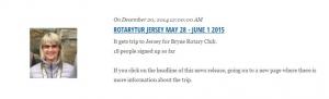Bryne Rotary Club's web page inviting members to join the trip.